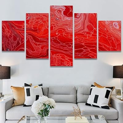 SIGNWIN 5 Panel Canvas Wall Art Abstract Closeup...