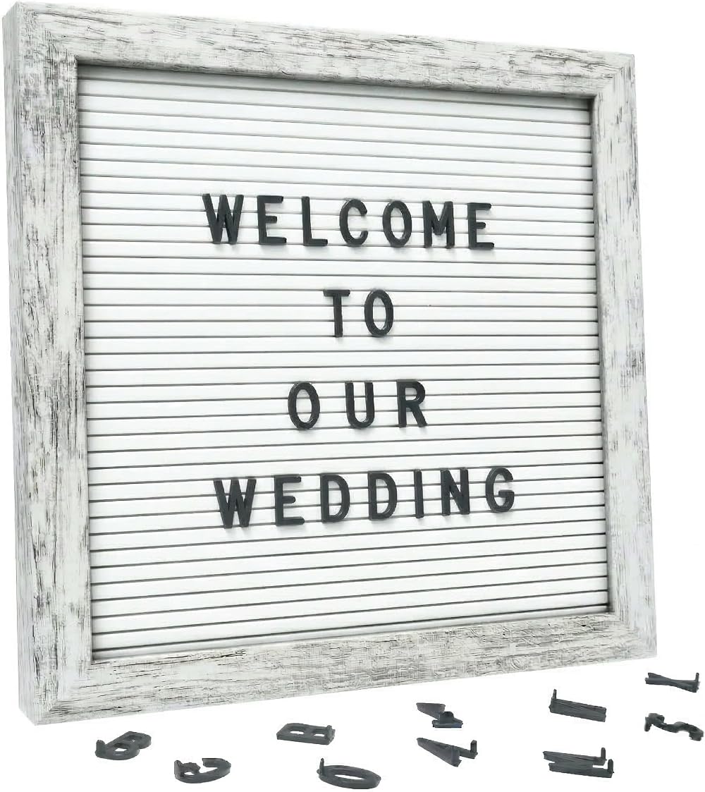 C Crystal Lemon Rustic White Felt Letter Board 25x25 cm with Frame & 336 Letters