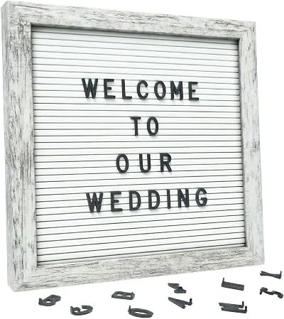 C Crystal Lemon Rustic White Felt Letter Board 25x25 cm with Frame & 336 Letters