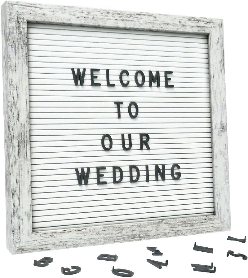 C Crystal Lemon Rustic White Felt Letter Board 25x25 cm with Frame & 336 Letters