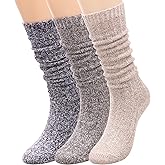 TINTAO Women's Cotton Knit Crew Socks - Thick, Warm Wool Slouch Socks - Gift Sizes 5-10