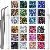 LPBeads 10000pcs Hotfix Rhinestones Flatback Glass Crystal 24 Mixed Color Rhinestone with Tweezers and Picking Pen for Crafts Clothes Nail Art