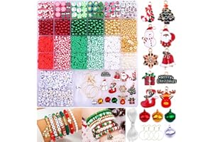 BBita 3680pcs Christmas Polymer Clay Beads Charms for Bracelets Making Kit Christmas Tree Snowman Santa Claus Snowflakes Bells Socks elk Friendship DIY Arts Crafts Gifts for Kids Girls