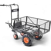 SuperHandy Utility Service Cart Power Wagon Wheelbarrow Electric 48V DC Li-Ion Powered 660Lbs Load and 1000Lbs+ Hauling Capacity Farm and Garden All Purpose Modular Cargo Bed