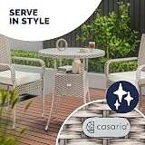 CASARIA Round Coffee Table 60cm | Outdoor Poly Rattan Side Table Beige view 4
