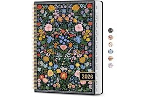 ZOTIA 2026 Planner, Weekly and Monthly Planner for Women, Jan 2026 - Dec 2026 Pretty 2026 Calendar Planner with Monthly Tabs, Inner Pocket, Spiral Binding, Perfect for Office Home School - 6.3" x 8.5", Garden of Whimsy
