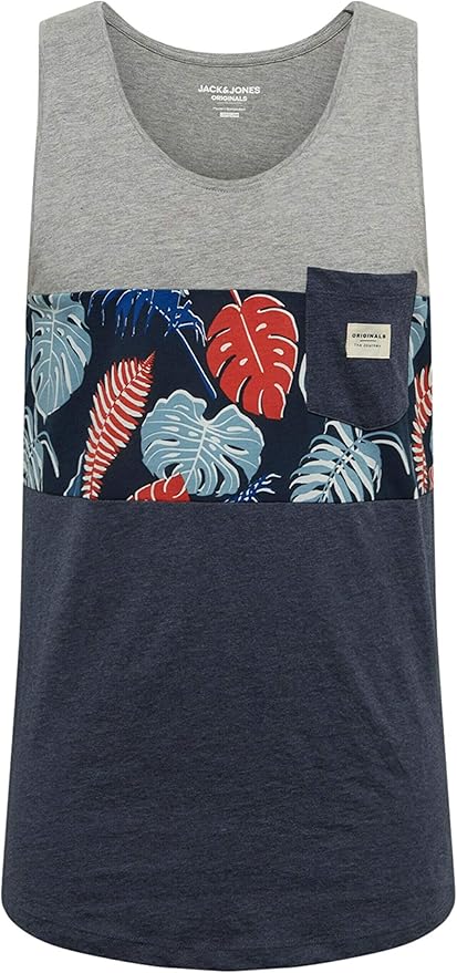 Jack \u0026 Jones Jorflame Tank Top Camiseta de Tirantes Anchos, Melange Gris Claro, L para Hombre: Amazon.es: Ropa y accesorios