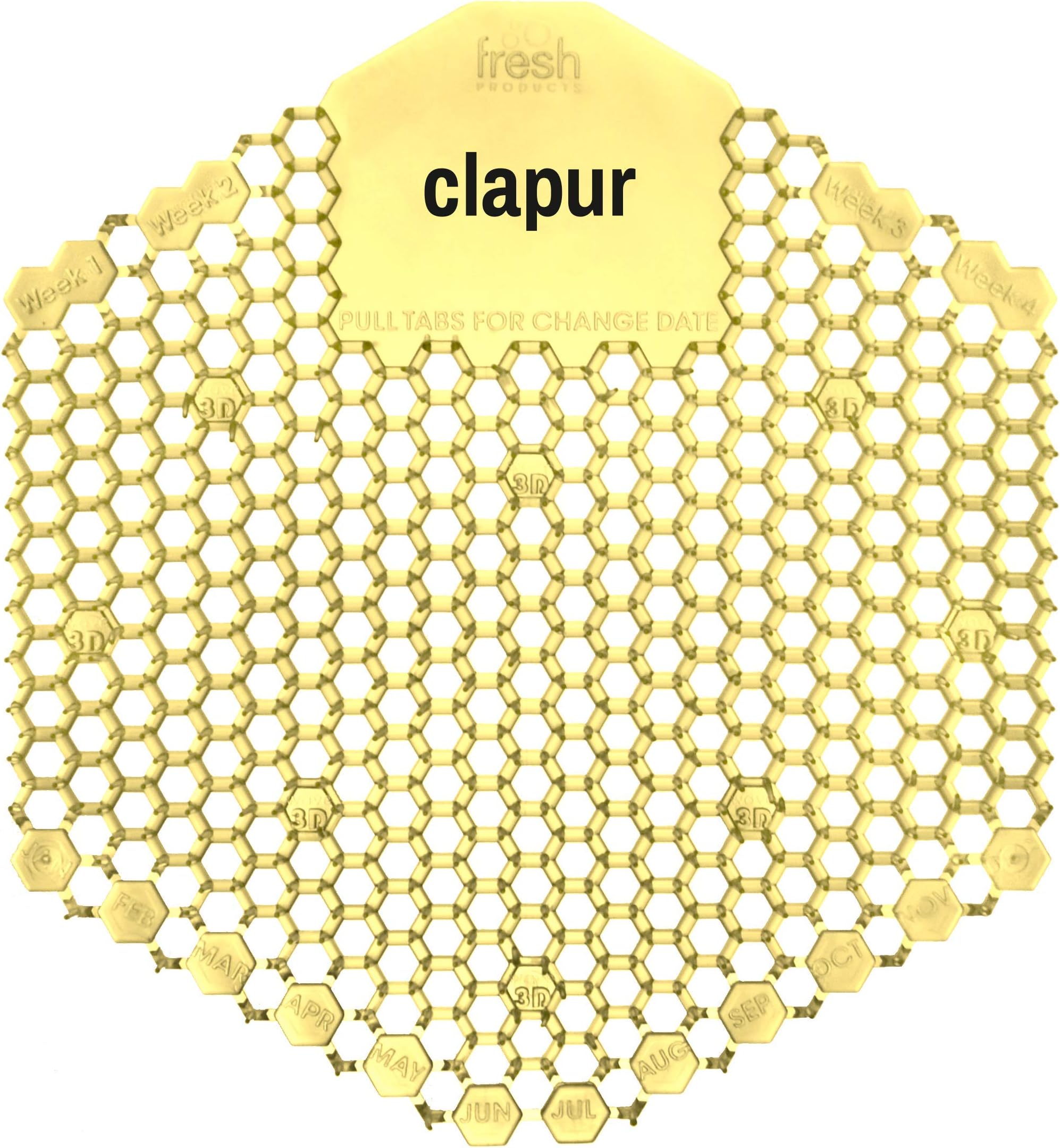 clapur urinal screen (x2) with citrus fragrance, Scented Urinal Strainer, deodorizer, exchange indicator and splashback protection, for all pissoirs and urinals, square, yellow