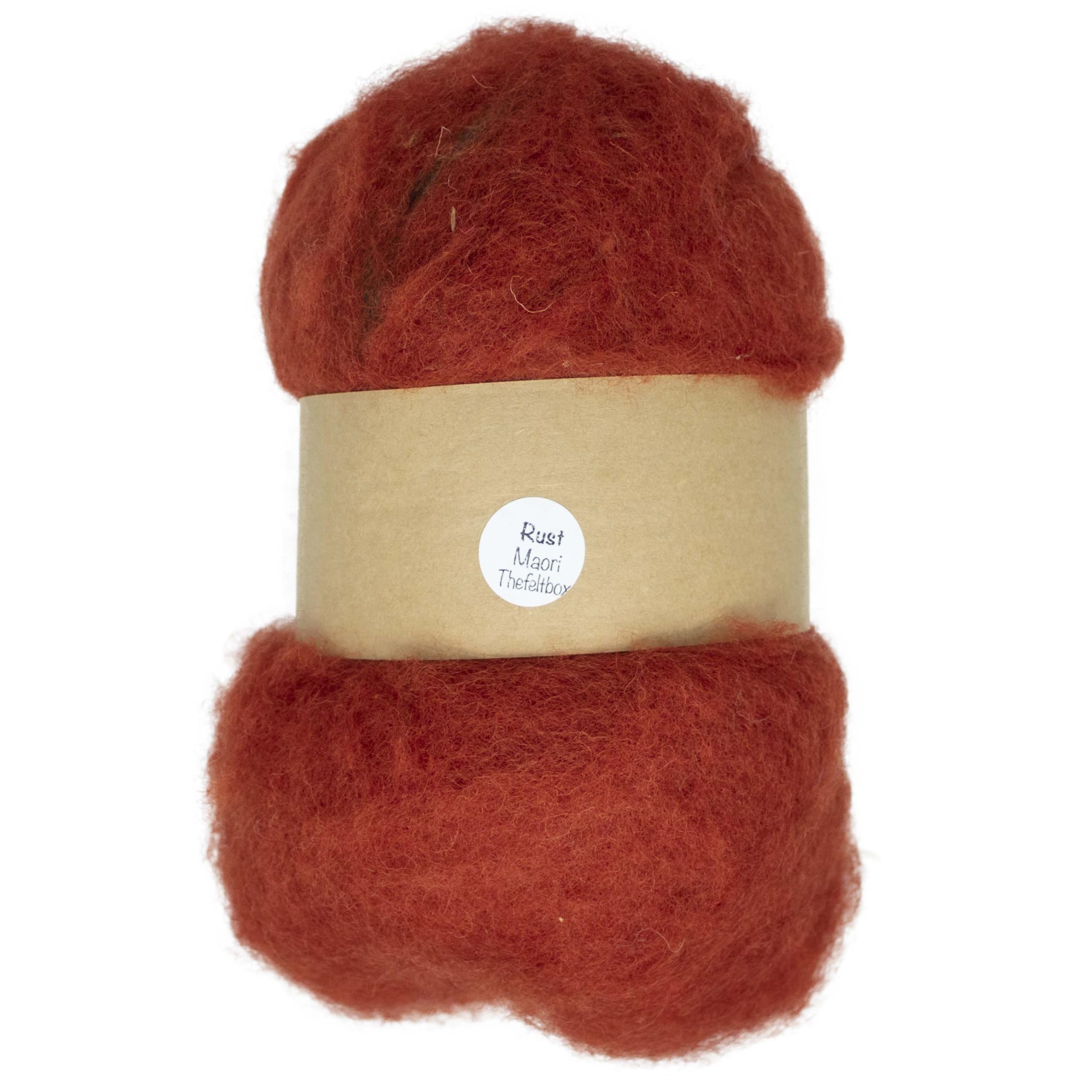 Needle Felting Wool 100g – Carded Batt for Needle & Wet Felting, Core & Finish – Maori DHG – Rust