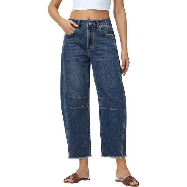 KUNMI Jeans Donna A Vita Alta Gamba Larga - Elasticizzati In Denim Con Tasche - Modello Wll004-blu Taglia 50