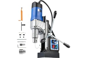 ZELCAN Mag Drill Press, 1550W Portable Magnetic Drill Press with 2" Boring Diameter, 0-580 rpm Stepless Speed & Reversible Direction, 2922 lbf Mag Force Electric Drilling Machine for Metal Surface