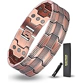 Fashtour 3X Copper Bracelet for Men Triple Ultra Strength Magnets, Masculine Design Pure Copper Magnetic Bracelet, Adjustable Length with Sizing Tool