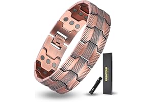 Fashtour 3X Copper Bracelet for Men Triple Ultra Strength Magnets, Masculine Design Pure Copper Magnetic Bracelet, Adjustable Length with Sizing Tool