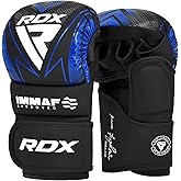 RDX IMMAF Approved Sparring Grappling Gloves, Professional Grade Hybrid Design for Competition Level and Training, Ventilated Open Palm, Adjustable Wrist Straps, Martial Arts Muay Thai, Men Women