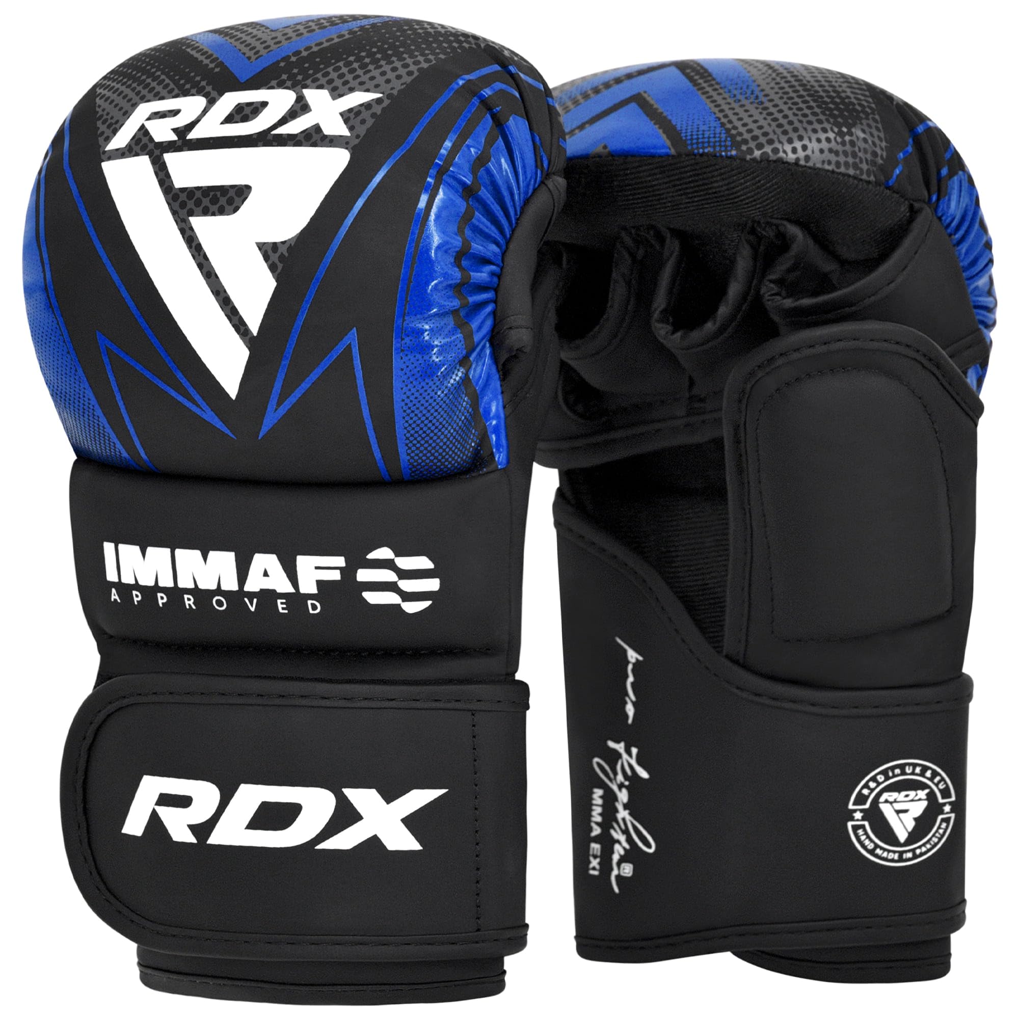 RDX IMMAF Approved Sparring Grappling Gloves, Adults & Kids Professional Grade Hybrid Design for Competition Level and Training, ventilated Open Palm, Adjustable wrist Straps, Martial Arts Muay Thai