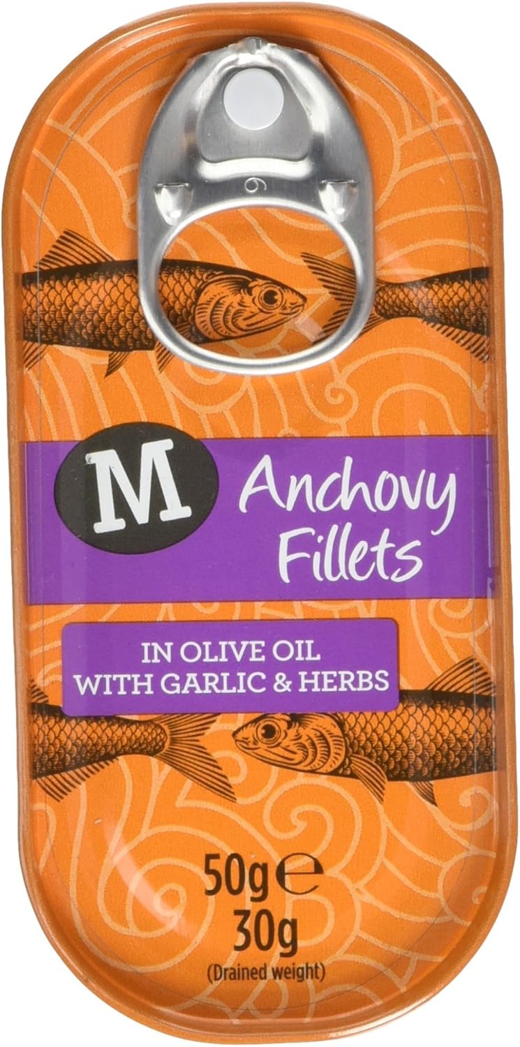 Morrisons Anchovy Fillets In Olive Oil Garlic and Herb, 50g Amazon.co