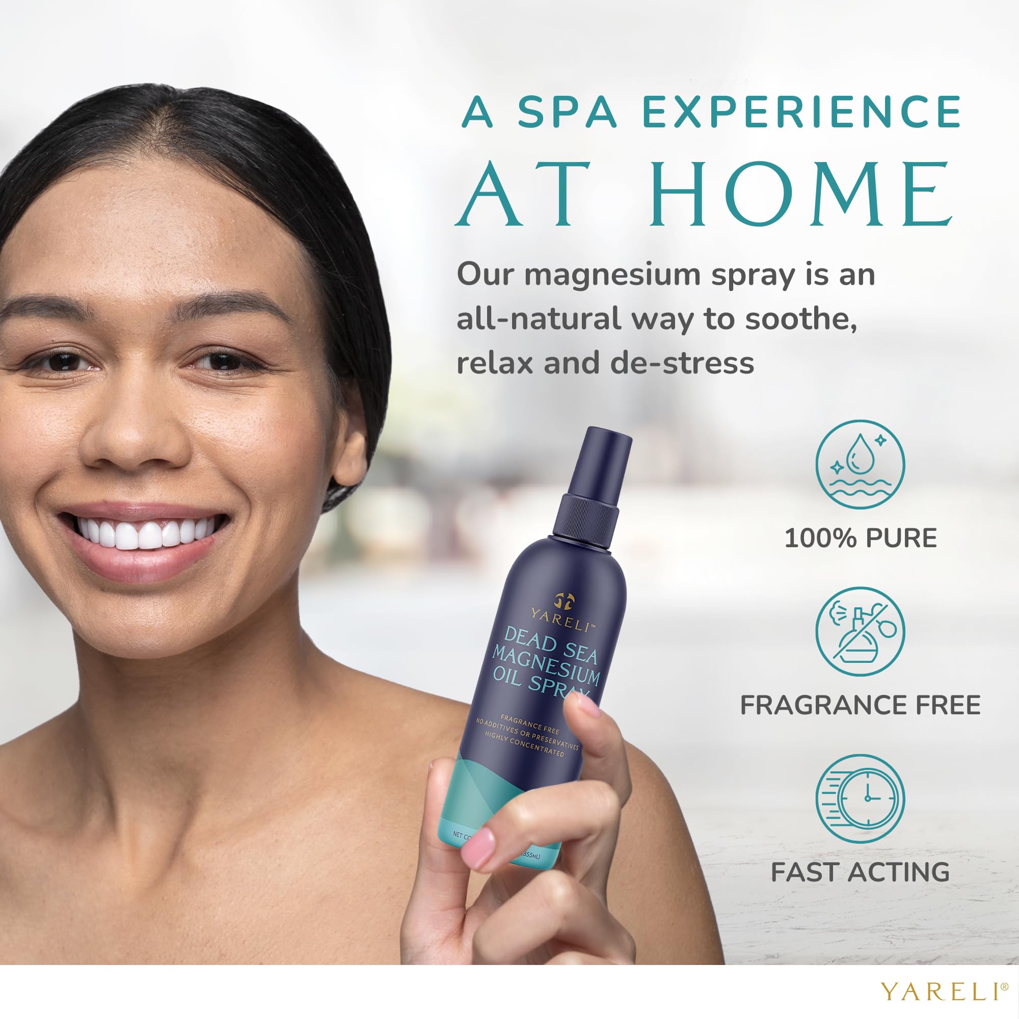 Yareli Magnesium Oil Spray, Ultra Absorbent High Strength Dead Sea Magnesium, 12oz, for Better Sleep and Muscle Relaxation