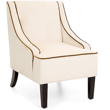 Best Choice Products Microfiber Accent Chair W Tapered Wood Legs Beige