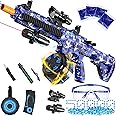 Electric Gel Ball Blaster, High Speed Automatic Splatter Ball Blaster with 50000+ and Goggles, Rechargeable Splatter Ball Toys for Outdoor Activities Game Party-BLueWhite
