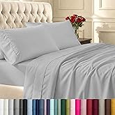 California Design Den Natural 100% Cotton Sheets, Twin XL Sheets Set, 400 Thread Count Sateen Bedding for Dorm Rooms & Adults, Deep Pockets, Durable - Light Grey