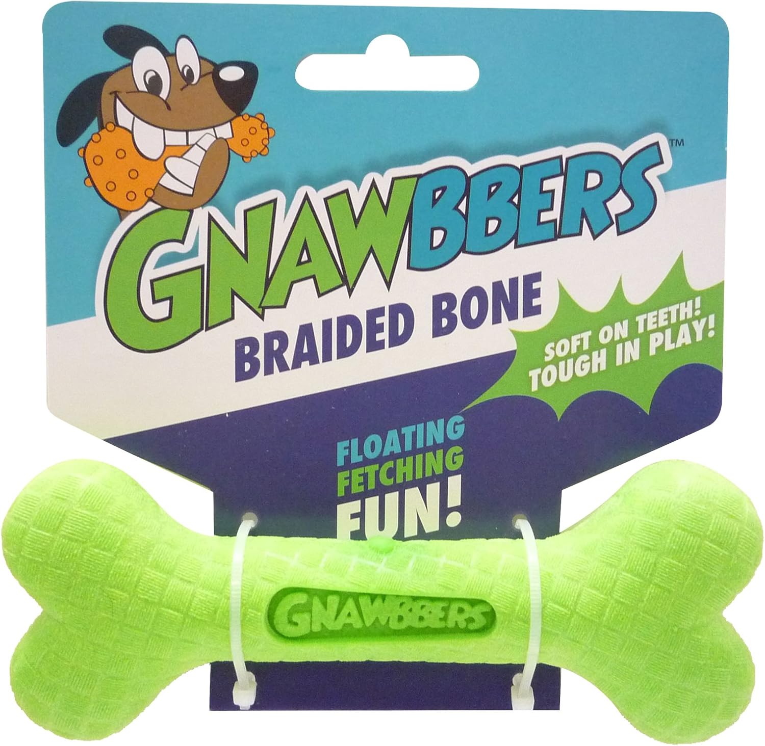 R2P Group Gnawbbers Braided Bone Floating Flexible Dog Toy, Assorted