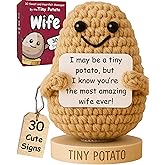 Wife Birthday Gift from Husband - Tiny Potato Crochet with 30 Cute Notes for Her - Valentines Day Gifts for Wife, Funny Romantic Gifts for Couples Anniversary, Love You Birthday Cards from Husband