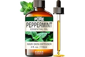 KUKKA ESSENTIAL OILS KUKKA Peppermint Essential Oils - 4 Fl Oz - for Hair, Skin, Diffuser, Aromatherapy & DIY Soap Making Scent
