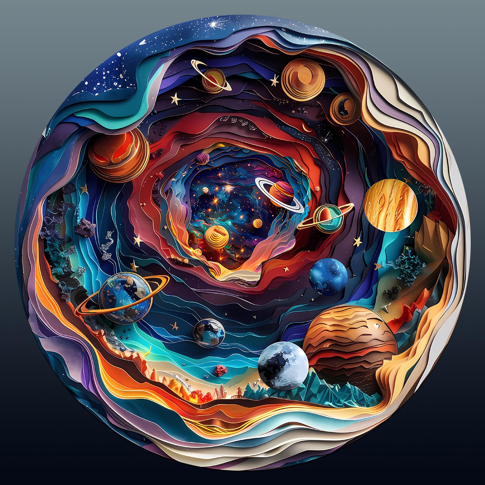 Photo 1 of *** Factory sealed. Wooden Puzzle for Adults-3D Visual Effect Universe Unique Shape Advanced Wooden Jigsaw Puzzle for Adults and Kids,Best Birthday Gift,Wood Box Craft Kit (Medium)