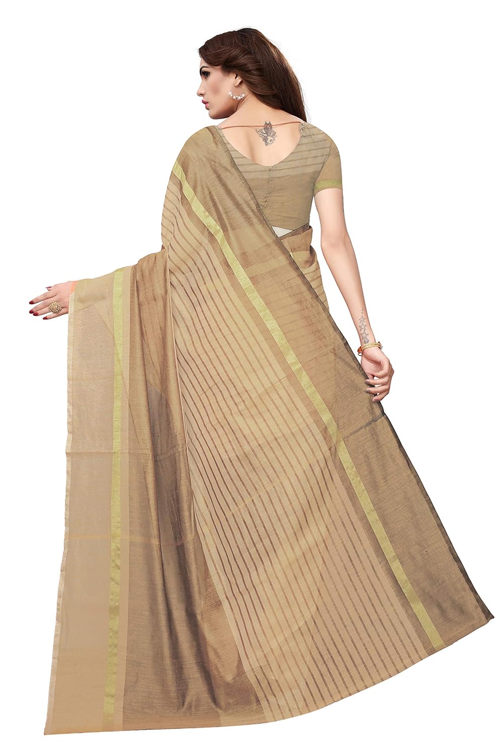 indira designer women's cotton saree with blouse piece (free size)