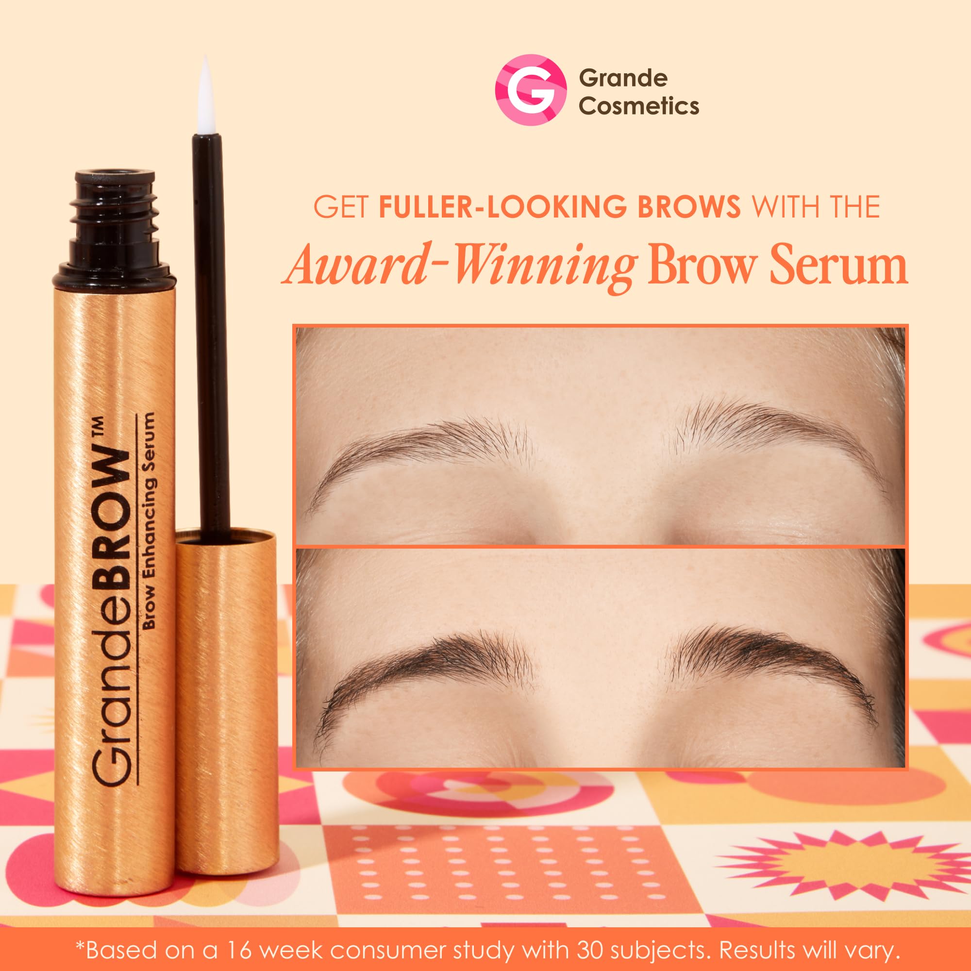 Grande Cosmetics GrandeBROW Brow Enhancing Serum For Fuller, Bolder, Looking Eyebrows - Brow Serum With Vitamins, Peptides, Antioxidants, Amino Acids, Cruelty-Free