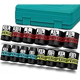 Aiourx 14 Piece 1/2" Drive Impact Socket Set, 11 mm-32 mm Shallow Socket, Metric, 6 Point, CR-V, Automotive Maintenance Indus