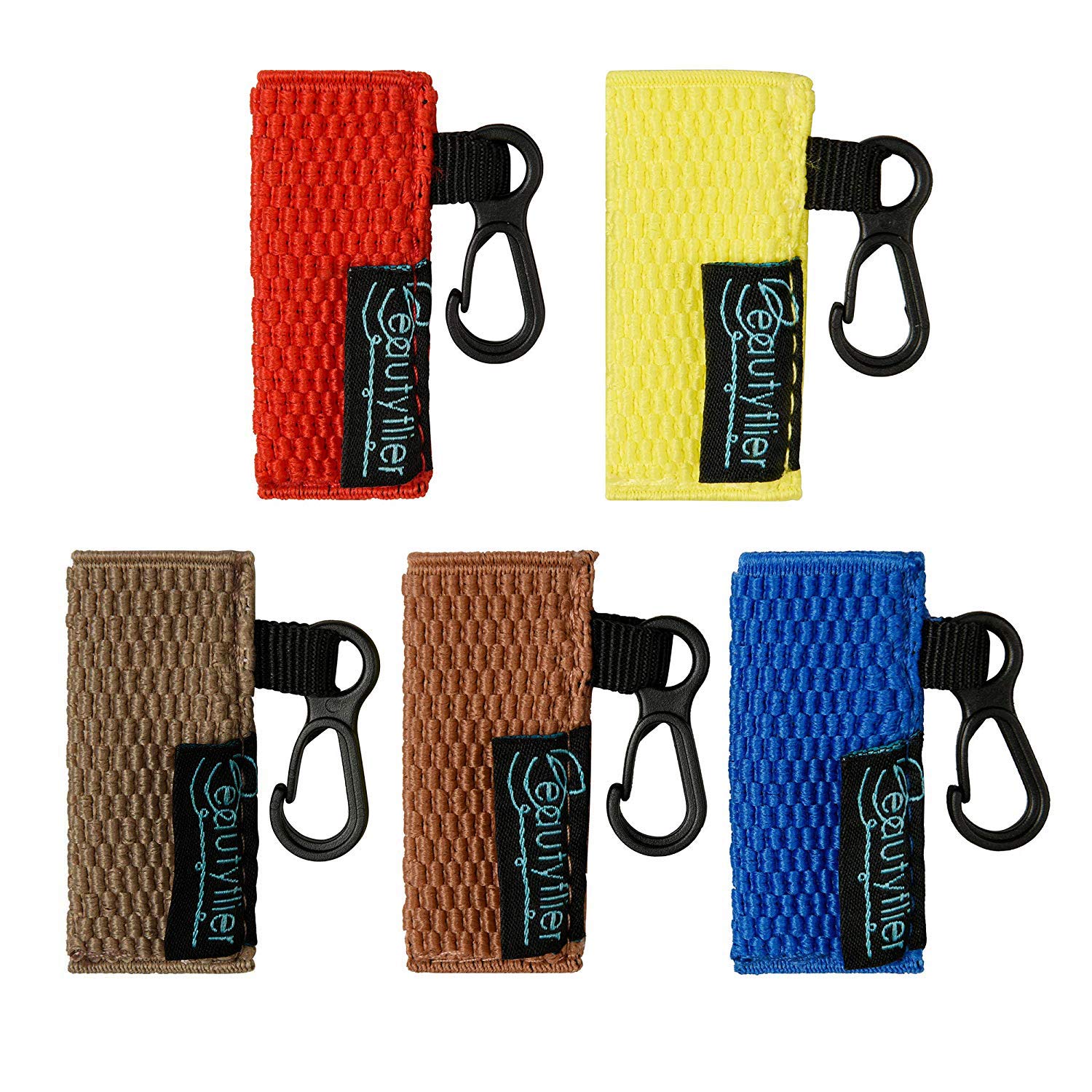 Beautyflier Clip-on Sleeve Chapstick Pouch Keychain Lipstick Holder Elastic Lip Balm Holster Travel Accessories (Black/Hot Pink/Purple/Robin Egg Blue/Pink) : Beauty