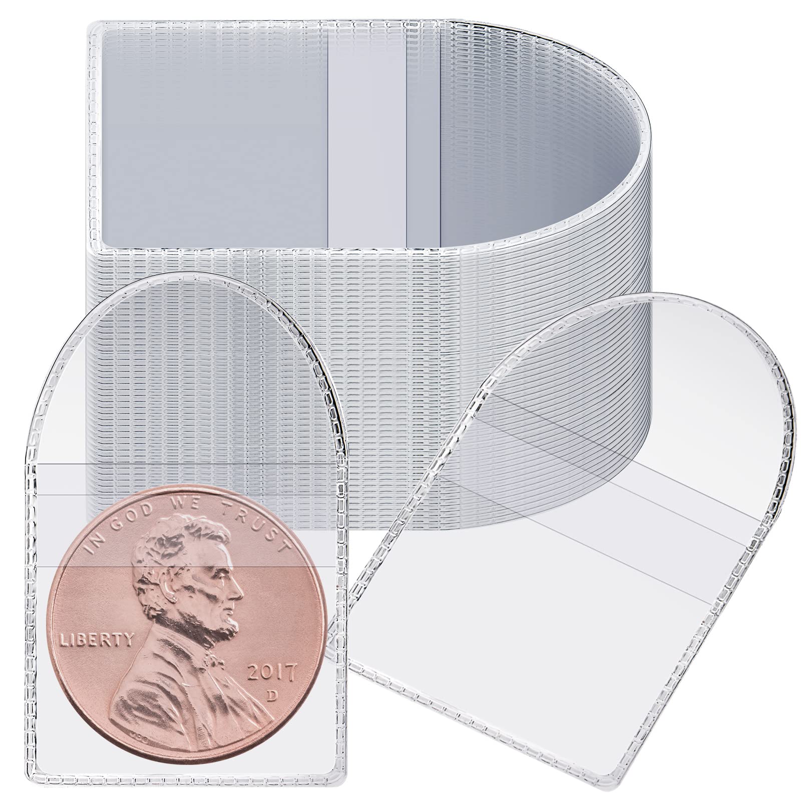 Photo 1 of 150 Pcs Single Pocket Coin Sleeves Currency Bill Holders Clear PVC Individual Sleeves Holders Coin Holder Currency Bills Protector Plastic Coin Pouch (Polygon, 2.2 x 2 Inch)