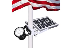 Aurolit Flagpole Light Solar Powered,Auro 7 Pro Solar Spot Light 7 LED for 1.5"-3.3" Poles,18 Hour Dusk to Dawn Auto On/Off,7W Outdoor IP65 Waterproof,Multiuse on Landscape,Wall - Cold White