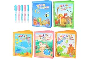 CMTOOP 5 Pack Reusable Water Coloring Book for Toddlers, Water Doodle Book Toys, Paint with Water Books,Mess-Free Coloring Book, Portable Educational Doodle Drawing Toy,Educational Learning Kits Gifts