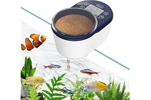 PAIZOO Automatic Fish Feeder for Aquarium, Rechargeable Timer Fish Food Dispenser for Betta Fish Turtle Feeder, Moisture-Proof Fish Food Vacation Feeder with LCD Display