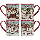 Certified International Christmas Gnomes 16 oz. Mugs, Set of 4 Assorted Designs