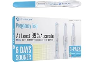 Amplim Early Detection Pregnancy Test Bulk, Early Result 6 Days Sooner, Extra Sensitive 10 MIU/mL ept, 99.9% Accurate HCG Test Midstream, HPT Easy Home or Clinic Urine Test (3-Pack)