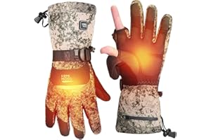 KEMIMOTO Heated Hunting Gloves Camo, Flip Magnetic Winter Heated Gloves for Men Women, Camouflage Thermal Electric Hunter Gear with 2 Rechargeable Battery Packs, 3 Heat Settings Max 140°F Warm