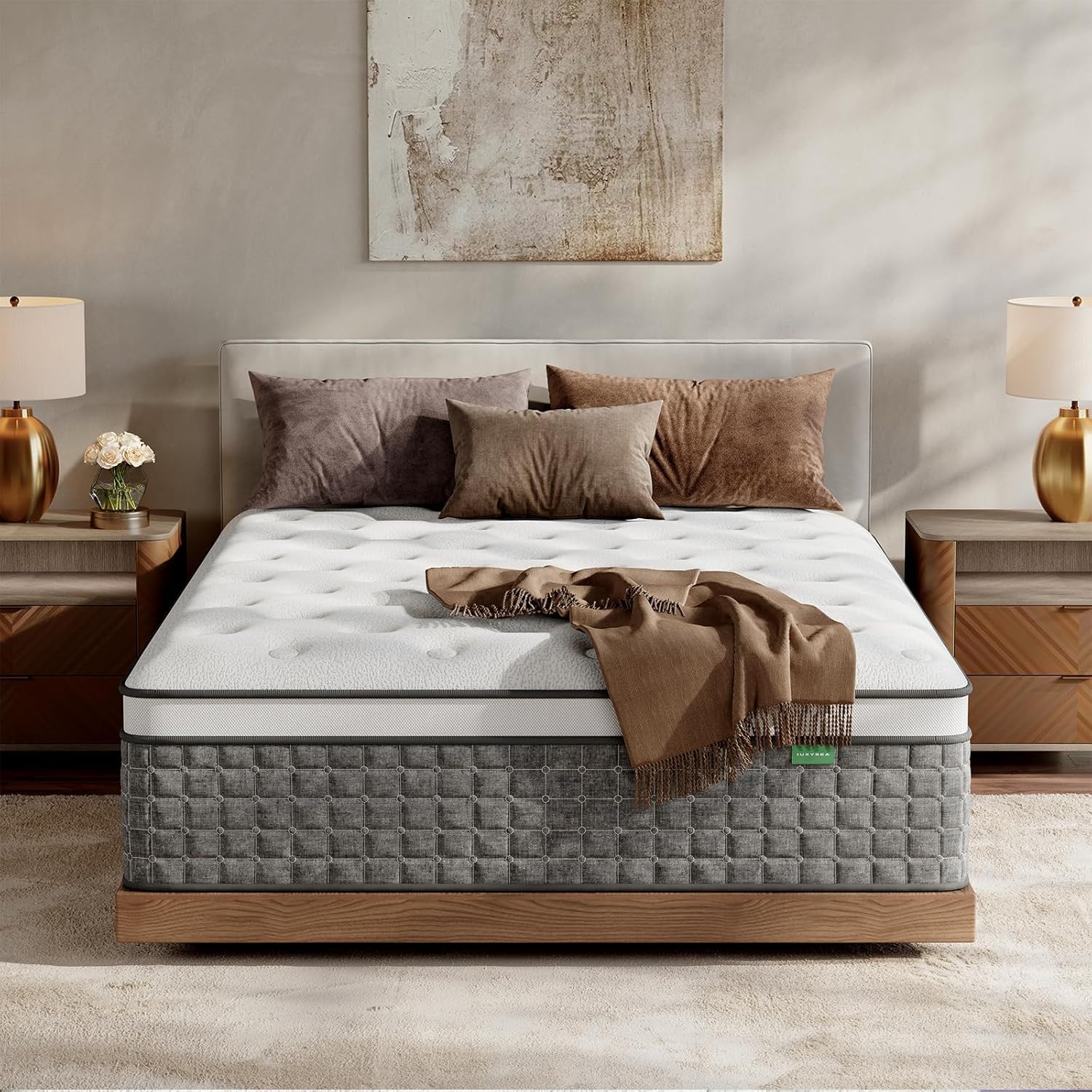 Queen Size Mattress, Medium Firm 12 Inch Hybrid Mattress Queen Size in a Box - Memory Foam & Pocket Springs for Back Pain Relief, Fiberglass Free, Motion Isolation, CertiPUR-US & OEKO-TEX Certified