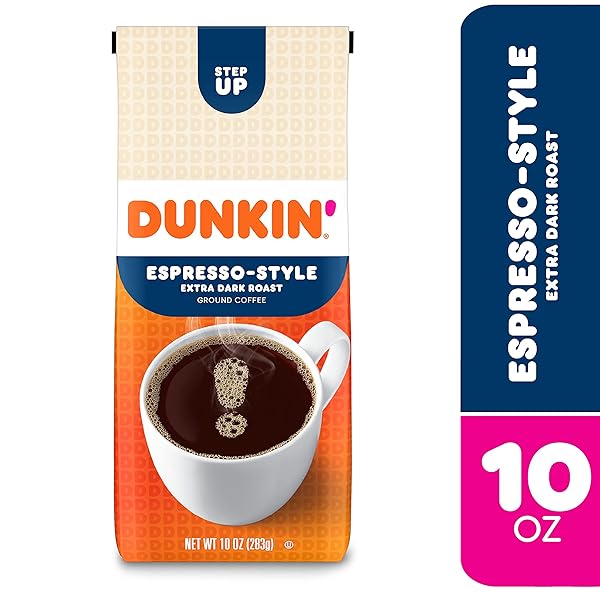 DUNKIN’ EXTRA DARK ROAST ESPRESSO STYLE COFFEE, 10 OUNCE