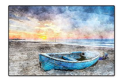 Amazon Com Indoor Outdoor Floor Mat Fishing Boat On Beach