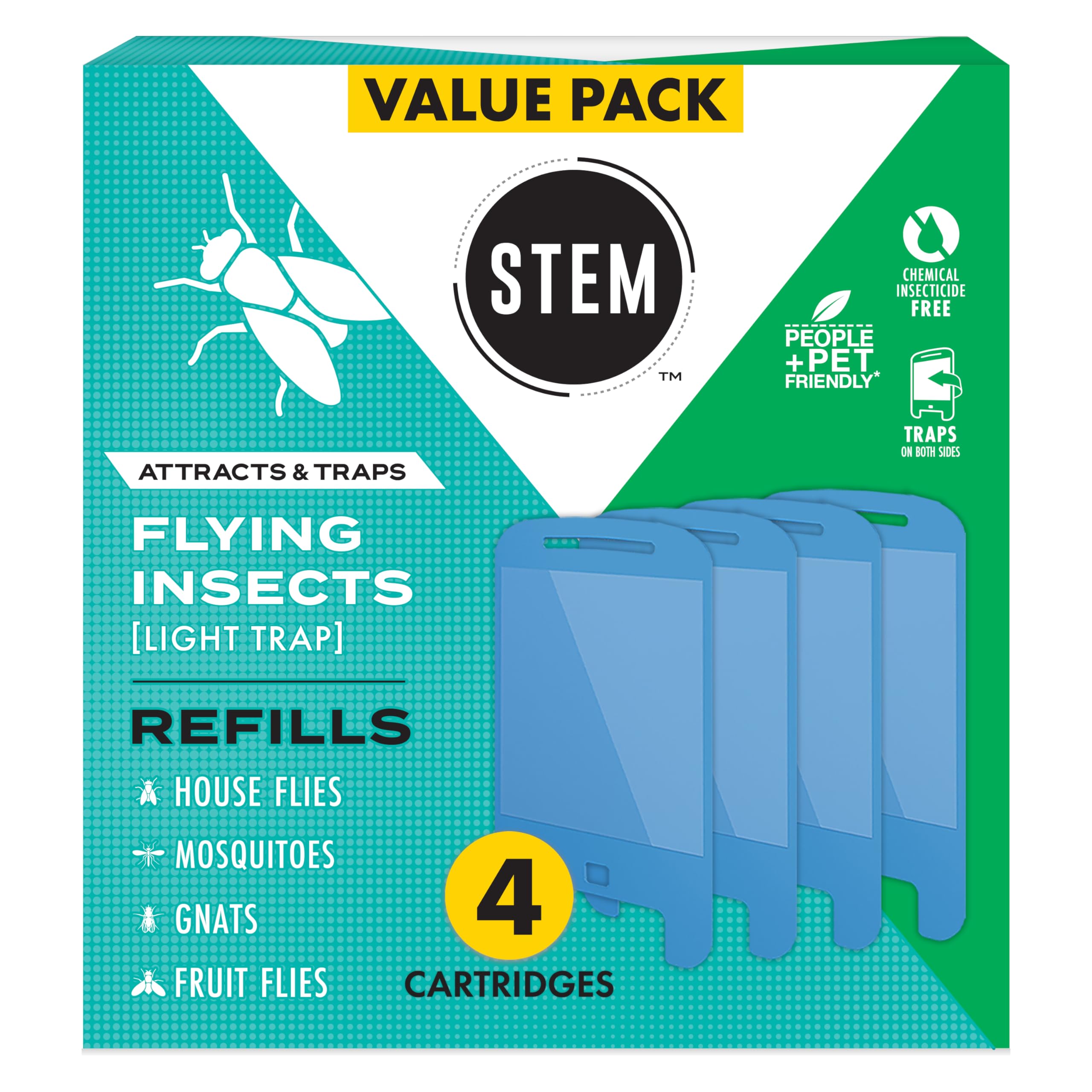 Photo 1 of STEM Light Trap Refill Cartridges, Indoor Fruit Fly Trap, Effective Insect Control for Home, Attracts and Traps Flying Insects, Compatible with STEM Light Trap, 4 Count