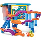 National Geographic Kids Junior Jumbo Marble Run, 80-Piece Ball Drop Toy | Includes Storage Bin, Kid-Safe Balls &amp; Buildable Marble Run Maze for Toddlers &amp; Preschoolers Ages 2+