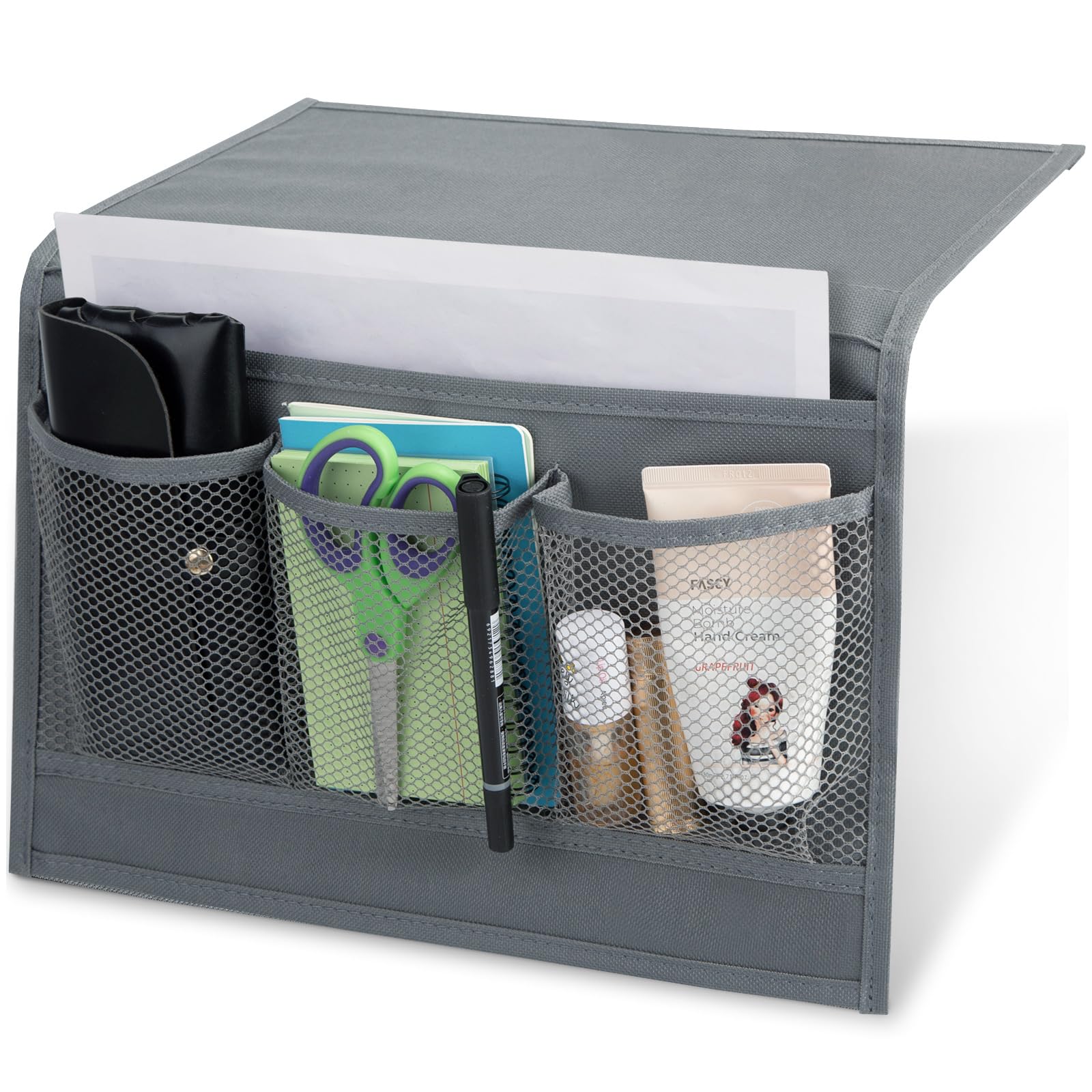 Photo 1 of MCPINKY Bedside Caddy, Bedside Storage Organizer Cabinet Couch Storage Organizer for Remote Control Magazine Phone Glasses Tablets Accessories?Grey