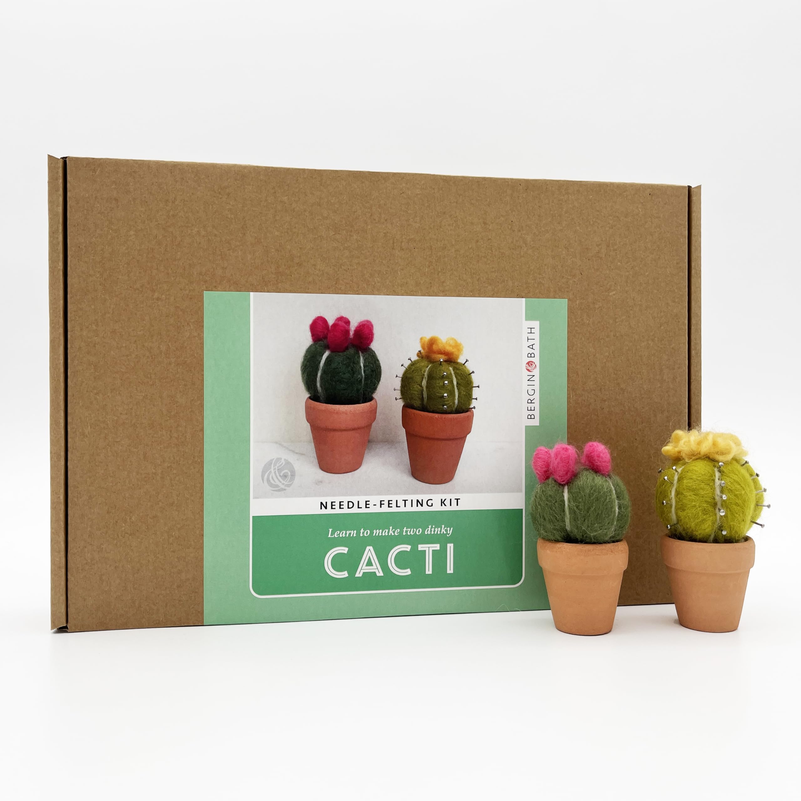 Bergin & Bath Needle Felting Kit, Cacti. Make a Pair of mini Cacti with This Planet Friendly Craft kit for Adults and Teens.