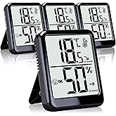 Azosowo 4-Pack Room Thermometer Indoor Hygrometer, Small Digital Temperature and Humidity Monitor Sensor, Temperature Humidit