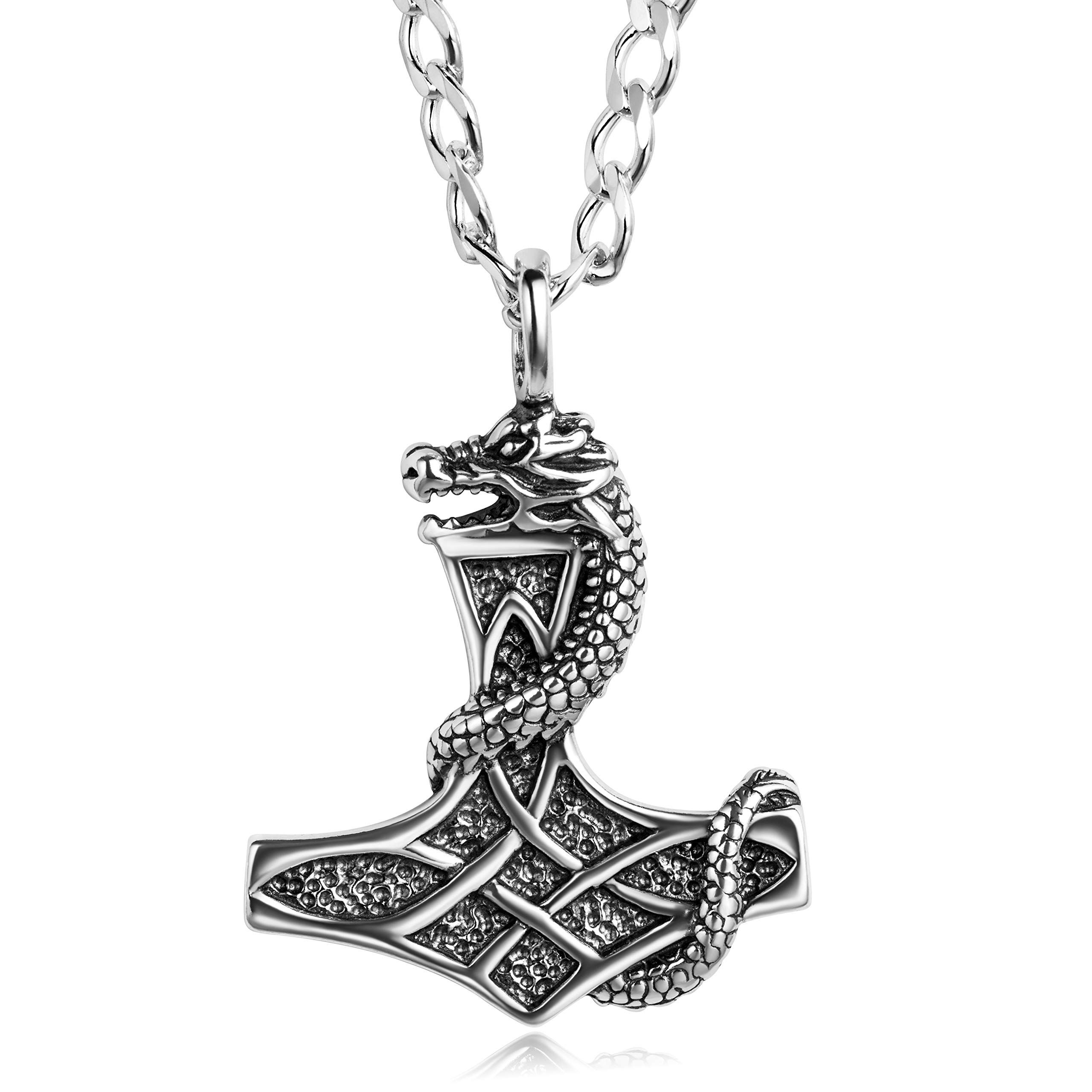 STERLL man Silver Chain Thor Wikinger Hammer Myth Pendant Amulet Confectionery Gifts Christmas Gift for