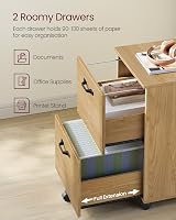 VASAGLE 2-Drawer Filing Cabinet Mobile File Cabinet Home Office Straw Yellow view 3