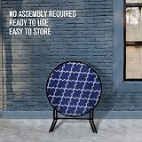 PHI VILLA Folding Side Table - Blue Small Round Patio Coffee Table view 4